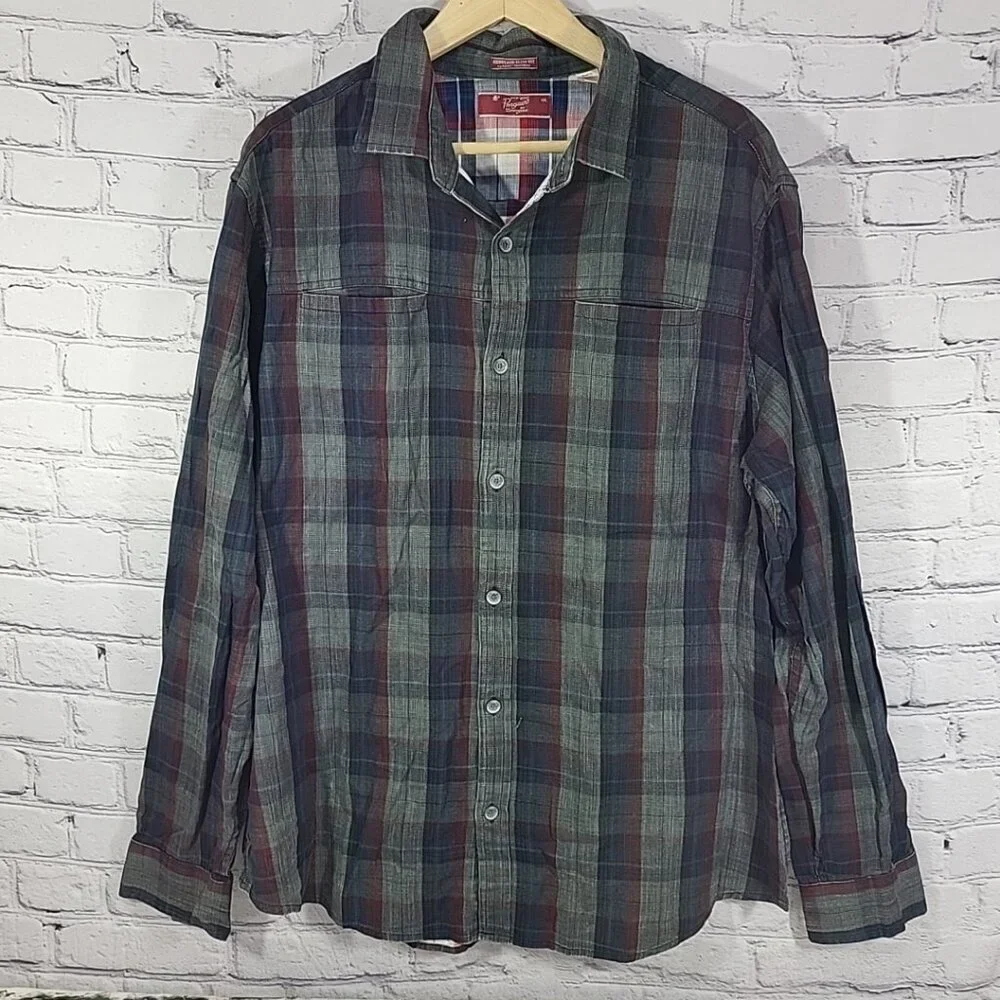 Button-Front Shirts Lot Of 4 Mens Sz XXL Assorted Casual Plaid Work‎